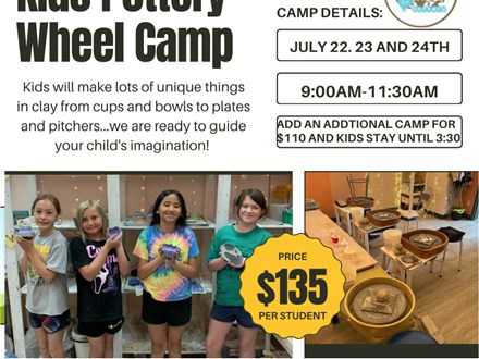 Kids' Pottery Wheel Camp July 22nd, 23rd, 24th 2025