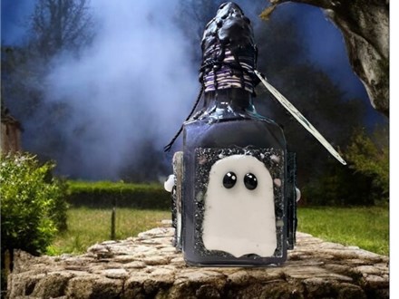 You Had Me at Merlot - Fused Glass Spookies on a Potion Bottle - Thursday Oct 16th - $40 
