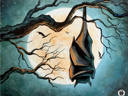 Bat Moon Rising Canvas Paint and Sip