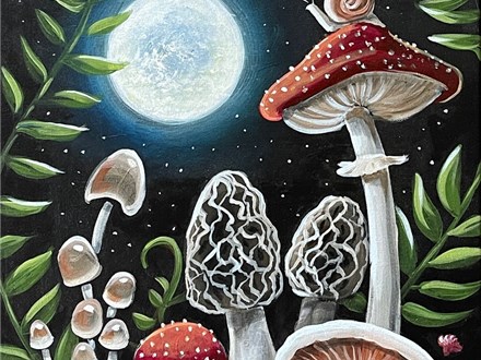Midnight Mushrooms Canvas Paint and Sip June 13th