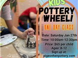 Kids' Pottery Wheel One Day Class Saturday January 27th 10-12:30