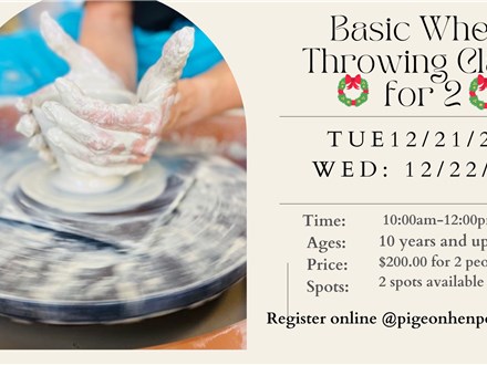 Basic Wheel Throwing Class for 2 people