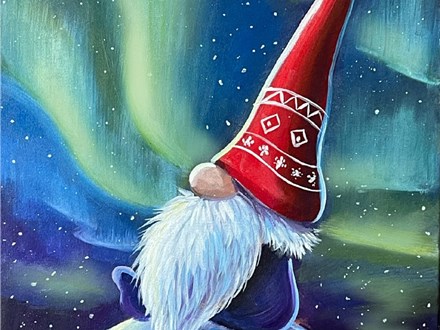 Northern Lights Gnome Canvas Paint and Sip