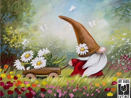 Taking Gnome the Daisies Canvas Paint and Sip