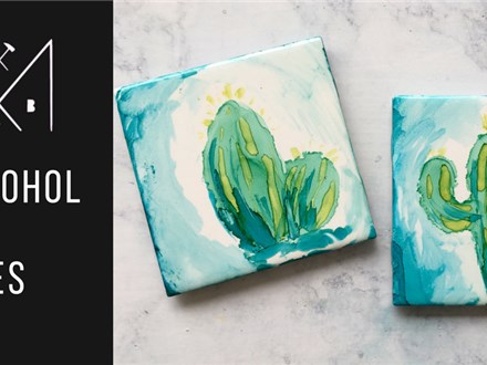  Alcohol + Ink Tile Coasters