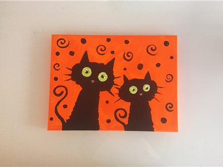 Halloween Kitties (kids ages 6+) Canvas Class
