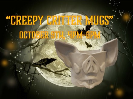 "Creepy Critter Mugs" Clay Hand Building Class Ages Teen+ 10/9/24