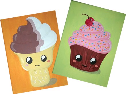 "Kawaii Cupcake/Ice Cream" 8x10 Canvas Class Ages 6+ 9/21/24