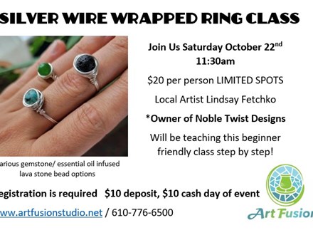 Silver Wire Wrapped Ring Class Sat. October 22nd 11:30am