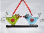 Fused Glass Love Birds