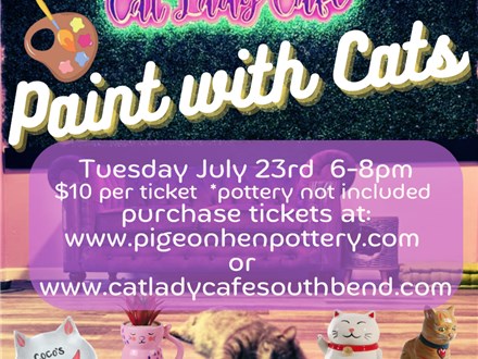 Paint With Cats @ The Cat Lady Cafe!  July 23rd 6-8pm