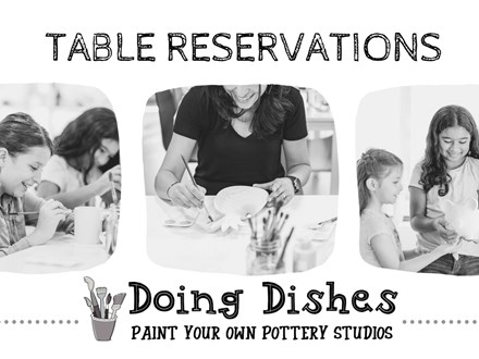 Table reservation for 4 at Doing Dishes Pottery Studios, San Jose