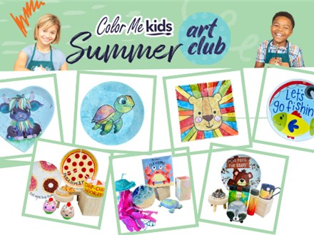 Color Me Mine's Summer Art Club age 6 to 12 July 7-11 $250 for 5 days