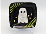 4"x4" fused glass candy dish ghost design
