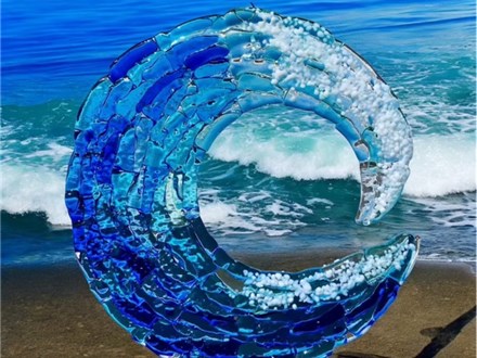 You Had Me at Merlot - Ocean Wave - Fused Glass - Friday July 18th - $40