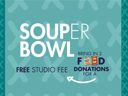 SOUPer Bowl Deal: Sunday, February 9th: Free Studio Fee with Canned Food Donation