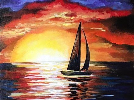 Sunset Sail Canvas Paint and Sip