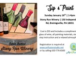 Sip & Paint at Stony Run Winery Sunday January 16th 1-4pm