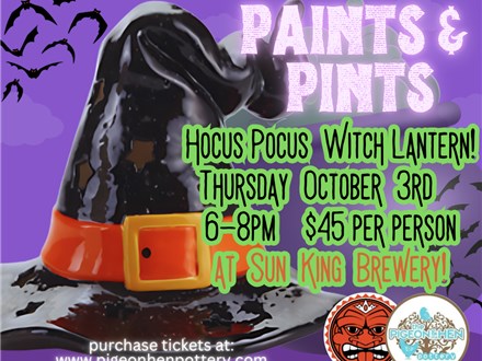 Paints & Pints Hocus Pouch Witch Hat Lantern At Sun King Brewery!!