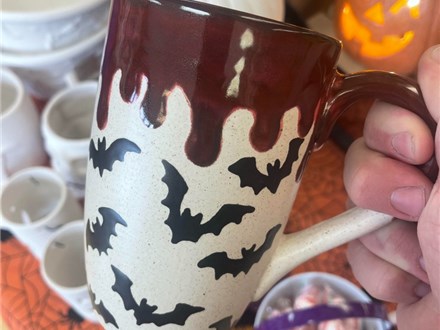 Pottery Glazed Bat Themed Pottery  Friday October 18th 6:30pm - 8:30pm