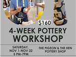 4 Week Pottery Workshop: Nov 1-22, 2025
