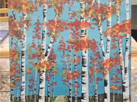 "Fall Birch" 16 x 20 Canvas Class Ages 10+ 10/13/24