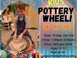 Kids' Pottery Wheel One Day Class Jan 4th 2024 10-12:30