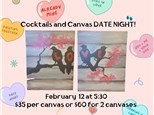 Canvas and Cocktails- Love Birds Couple's Canvas