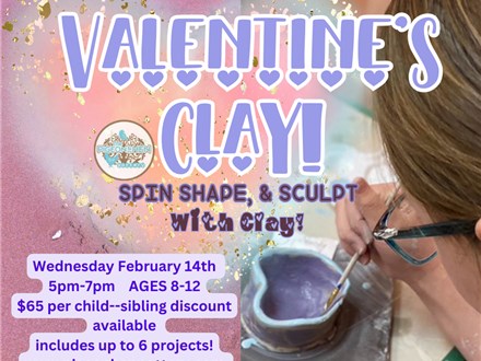 Kids' Valentine's Clay Special One Day Class!