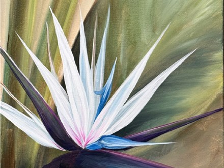 Blue Bird of Paradise Canvas Paint and Sip