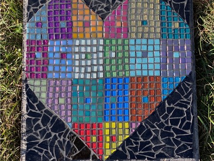 Patch work black framed heart