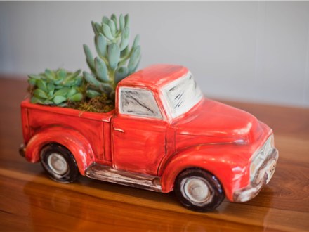 Truck Planter Painting+Succulent Garden Wine&Design-2 Part Event (KerrKreations+TheClayCup)