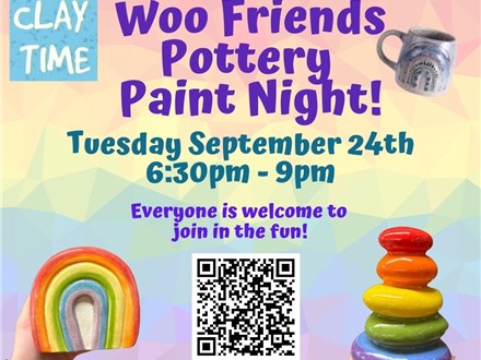  Woo Friends Open Paint Night Tuesday September 24th 6:30pm - 9:00pm