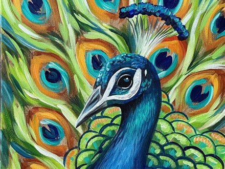 Peacock on Parade Canvas Paint and Sip