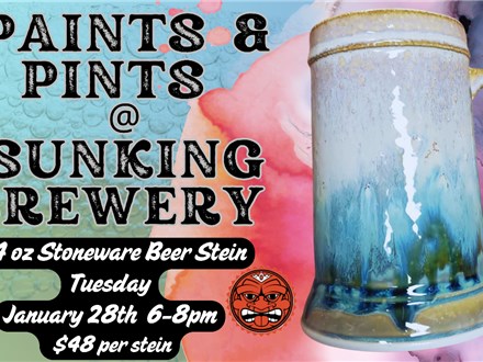 24oz Stoneware Beer Stein Paints & Pints @ Sun King Brewery