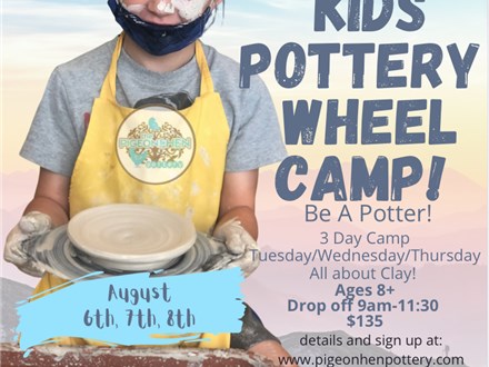 Kids' Pottery Wheel Camp August 6th, 7th, 8th 2024