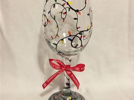 Christmas Lights Wine Glass Painting Class!