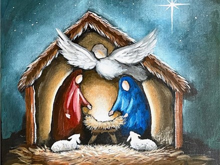 Away In A Manger Canvas Paint and SIp