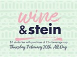 Wine & Stein with Color Me Mine Burr Ridge: Thursday, February 20th, all day- $5 Studio Fee with Pu