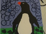 School's Out Mixed Media Penguin Painting at Artisan You! 