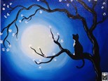 Cat Moon Canvas Paint and Sip