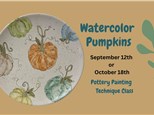 Watercolor Pumpkin Platter Class at TIME TO CLAY