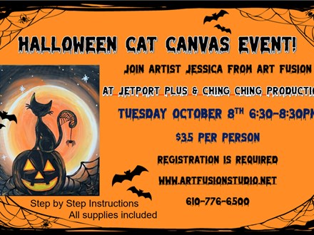 Halloween Cat Canvas Friday September 27th 6:30-8:30pm AT JETPORT PLUS