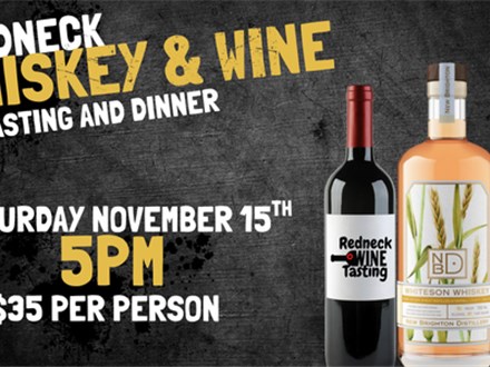 Redneck Whiskey and wine featuring New Brighton Distillery