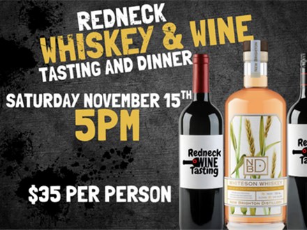 Redneck Whiskey and wine featuring New Brighton Distillery