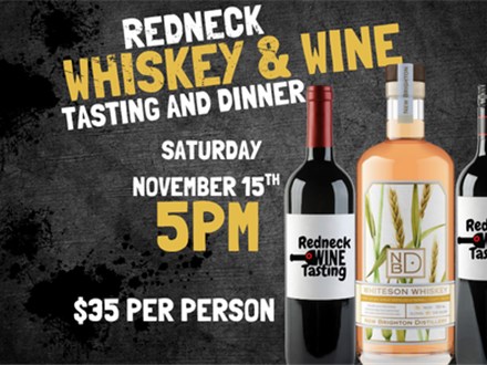 Redneck Whiskey and wine featuring New Brighton Distillery