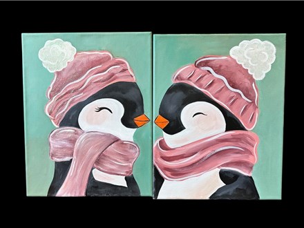 You Had Me at Merlot - Kissing Penguins - Canvas - Jan 31st - $28