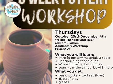 6 Week Pottery Wheel October 23rd-December 4th