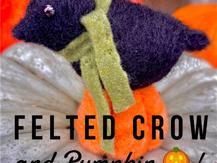 Felted Crow and Pumpkin!