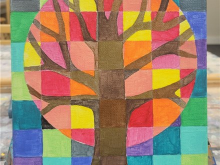 "Patchwork Tree" 8x10 Canvas Class Ages 7+ 10/27/24